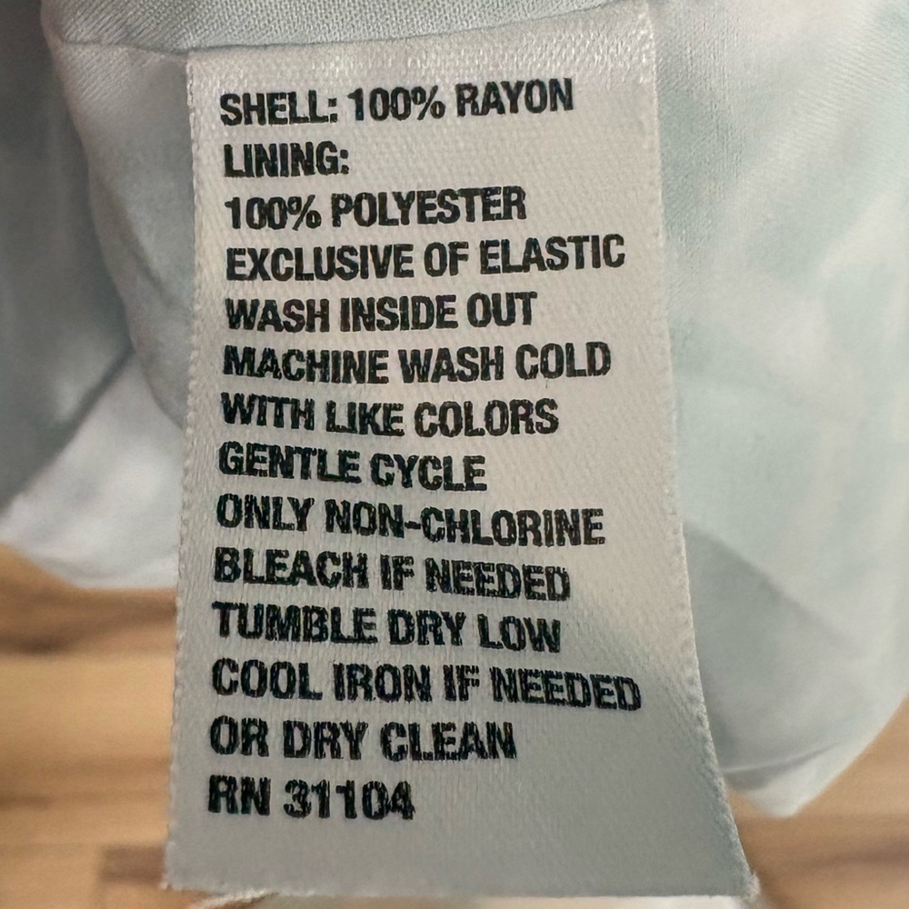 Crown & Ivy 3/4 Sleeve Button Down Drawstring Dress Teal Blue Green White Sz 16 - Picture 9 of 9